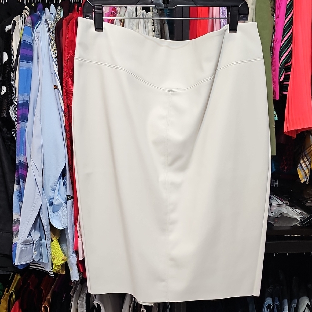 Express White Faux Leather Pencil Skirt